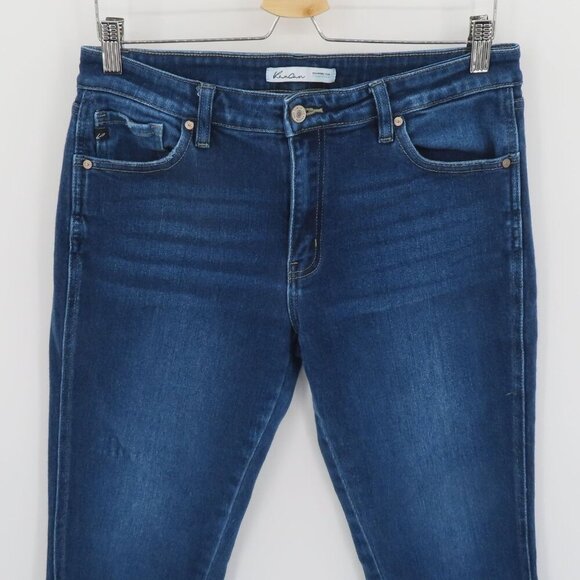 KanCan Womens 30 Dark Double Frayed Hem Skinny Ankle Jean 119010 Blue Denim - Picture 2 of 11